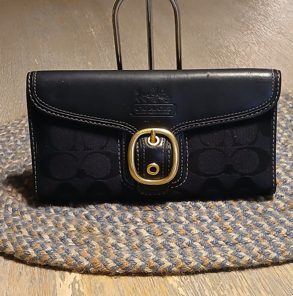 Coach Handbags - Coach Bleecker Black Signature & Leather Wallet